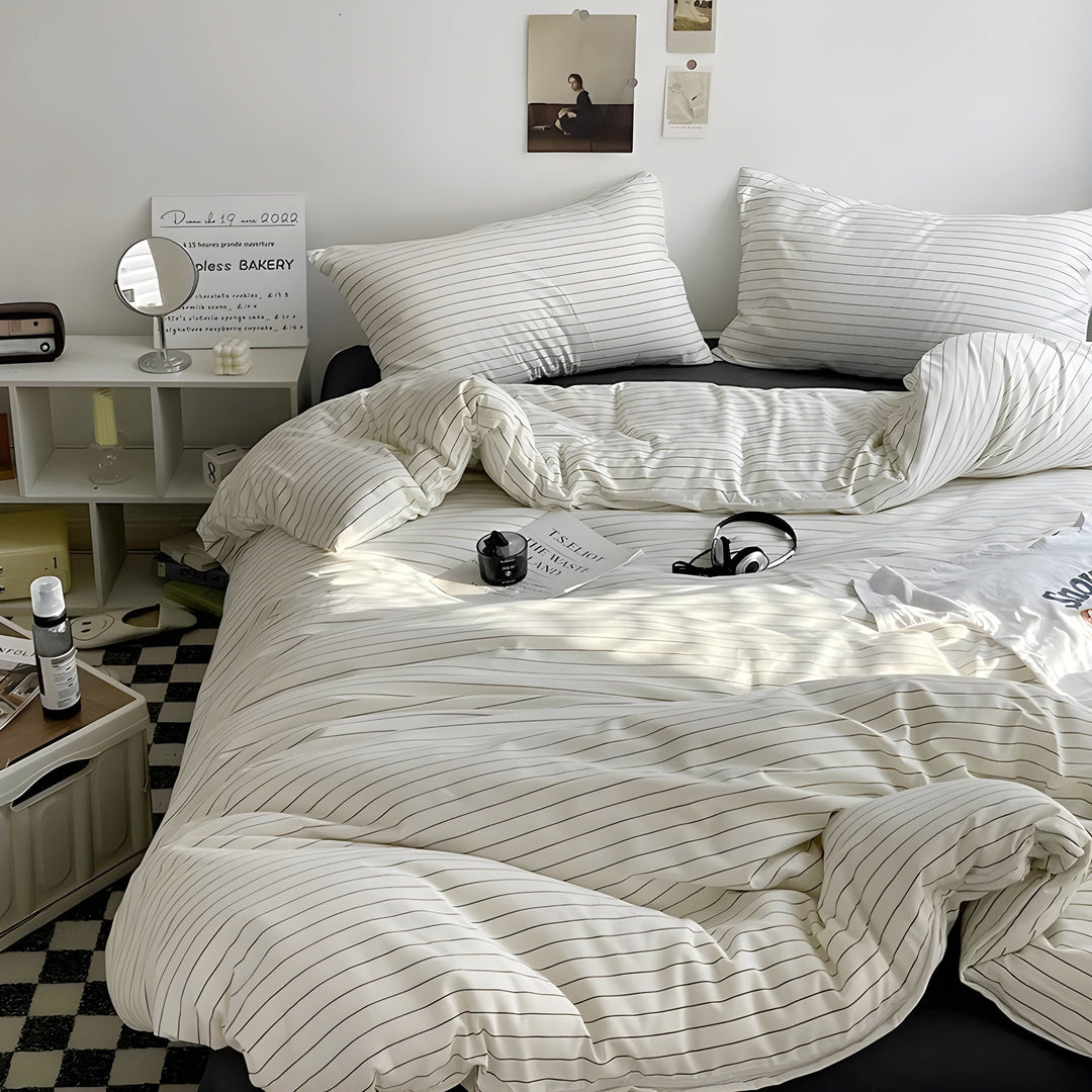 PureLoom Sengetøy Sett - Moderne hudvennlig sengetøysett (1 dyne + 1 flatt ark + 2 putetrekk) | Skanto