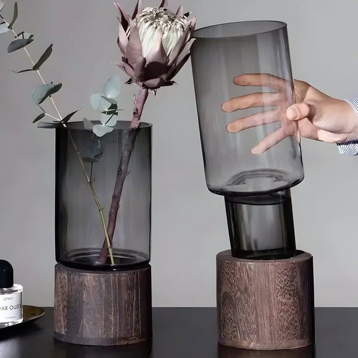 TranquilSkantooom Vase – europeisk hydroponisk vase laget av tre og glass