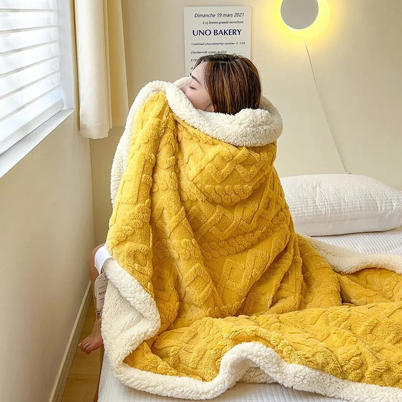 Skanto | Tykk lammeull vinter fleece teppe - LuxyCozy