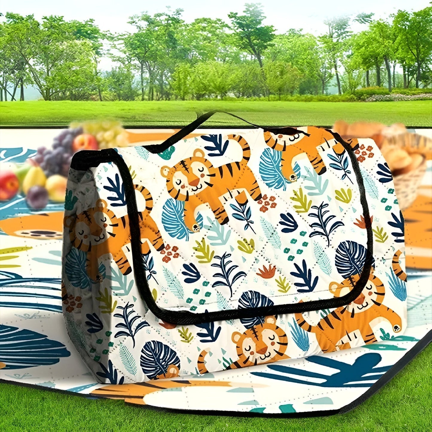 Norvo | Sammenleggbar Babyleketeppe Wanderlino | Polstret & Vanntett | For Utendørs & Hjem | Inkl. Bæreveske