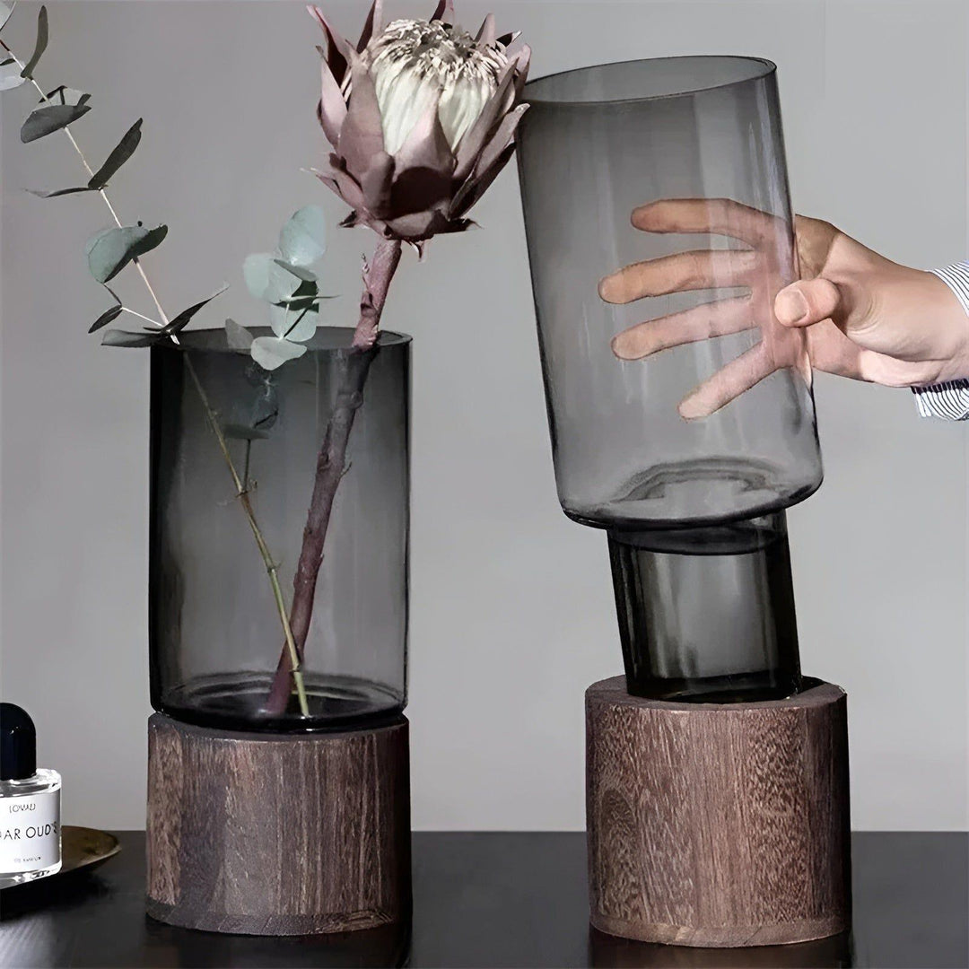 HydroGlass Vase – europeisk vase laget av tre og gjennomsiktig glass