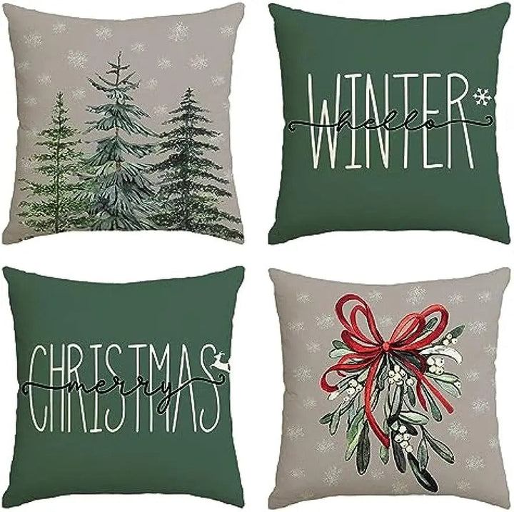 Skanto | MerryCushion – Grønn putetrekk med festlig juleskrift 45x45 cm