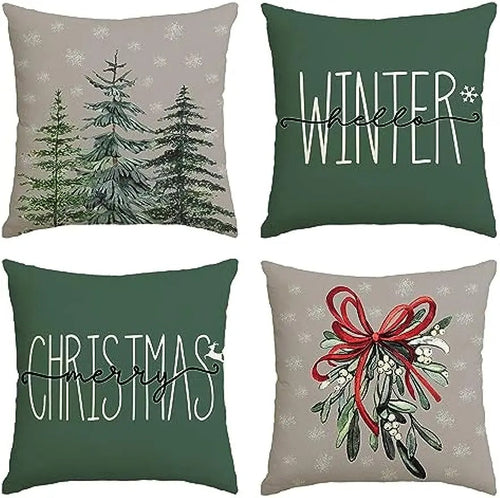 Skanto | MerryCushion – Grønn putetrekk med festlig juleskrift 45x45 cm