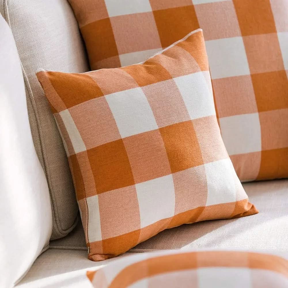Norvo | Rutet plaid putetrekk 45x45 cm bomullsblanding putetrekk