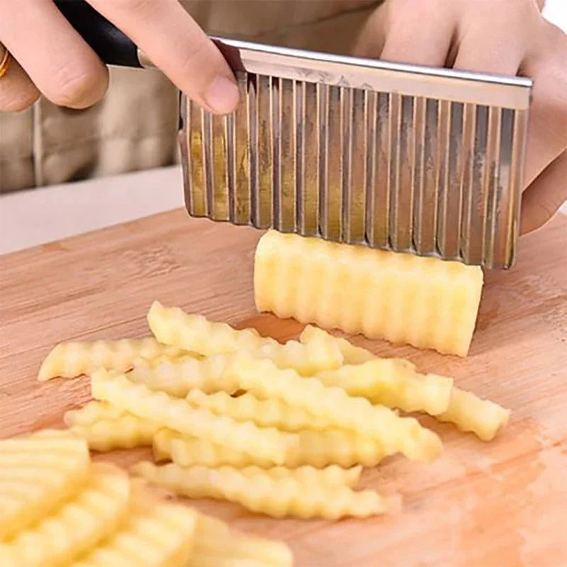 Skanto | Rustfritt Stål Grønnsakskniv – Bølgekniv for Pommes Frites & Grønnsaker