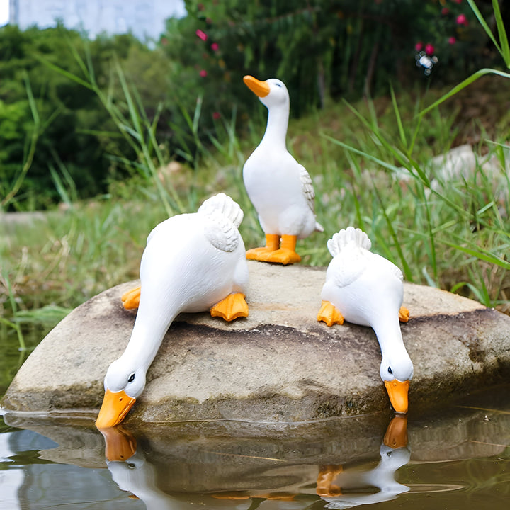 PuddlePals-skulptur – and- og gåsefigur i landlig stil