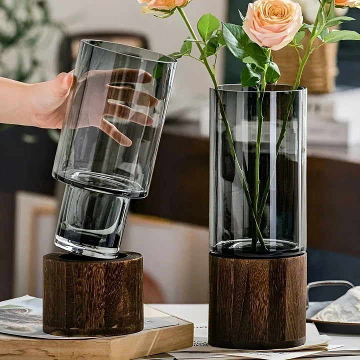 HydroGlass Vase – europeisk vase laget av tre og gjennomsiktig glass