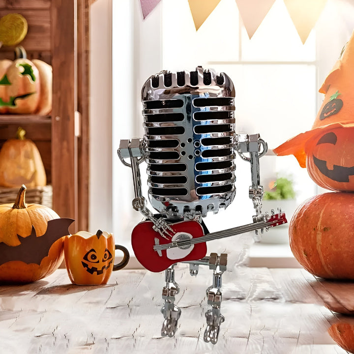 Robotlampe med gitar – LED-dekorasjon i vintagestil til skrivebordet