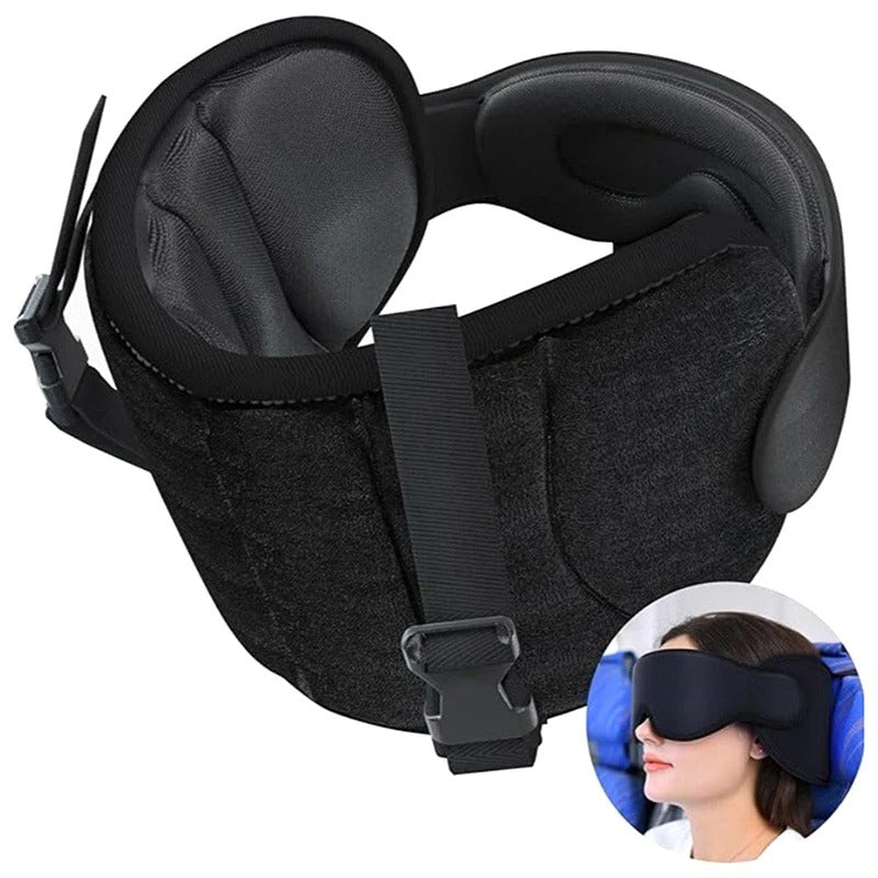 360°-Reise-Nackenkissen-Set mit verstellbarem Kopfband und Schlafmaske for optimalen Schlafkomfort
