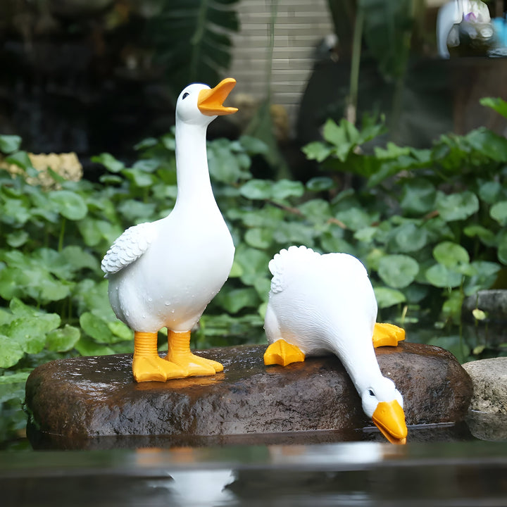 PuddlePals-skulptur – and- og gåsefigur i landlig stil