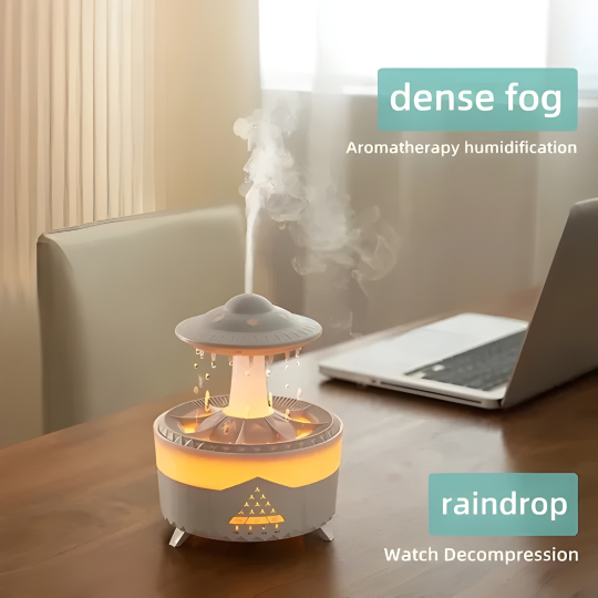 Skanto | Sopphumidifier med Regnbyge Lampe Aromaterapi - Fargerik Regndråpe Lys Eterisk Olje Diffuser