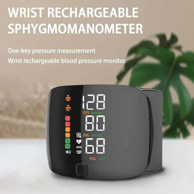 Norvo | Håndledd Blodtrykksmåler – Elektronisk Bærbar Sphygmomanometer med Stemmevarsler