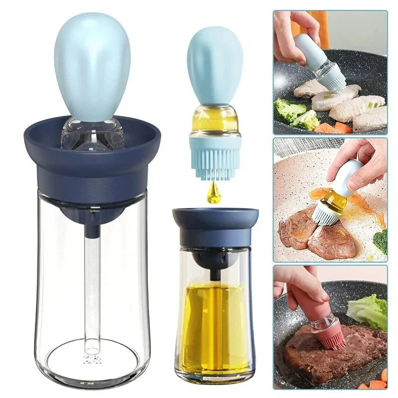 Skanto | Oljedispenser med silikonbørste – Presis dosering & Enkel påføring for matlaging & grilling