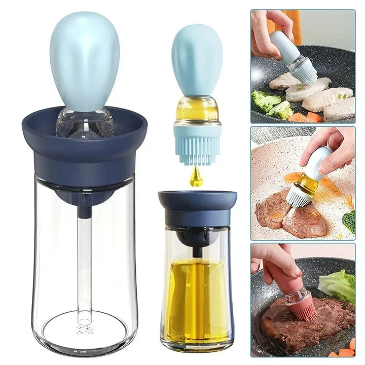 Skanto | Oljedispenser med silikonbørste – Presis dosering & Enkel påføring for matlaging & grilling