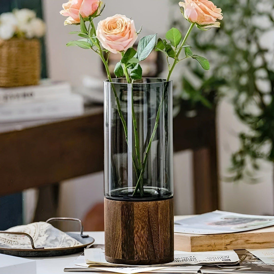 HydroGlass Vase – europeisk vase laget av tre og gjennomsiktig glass