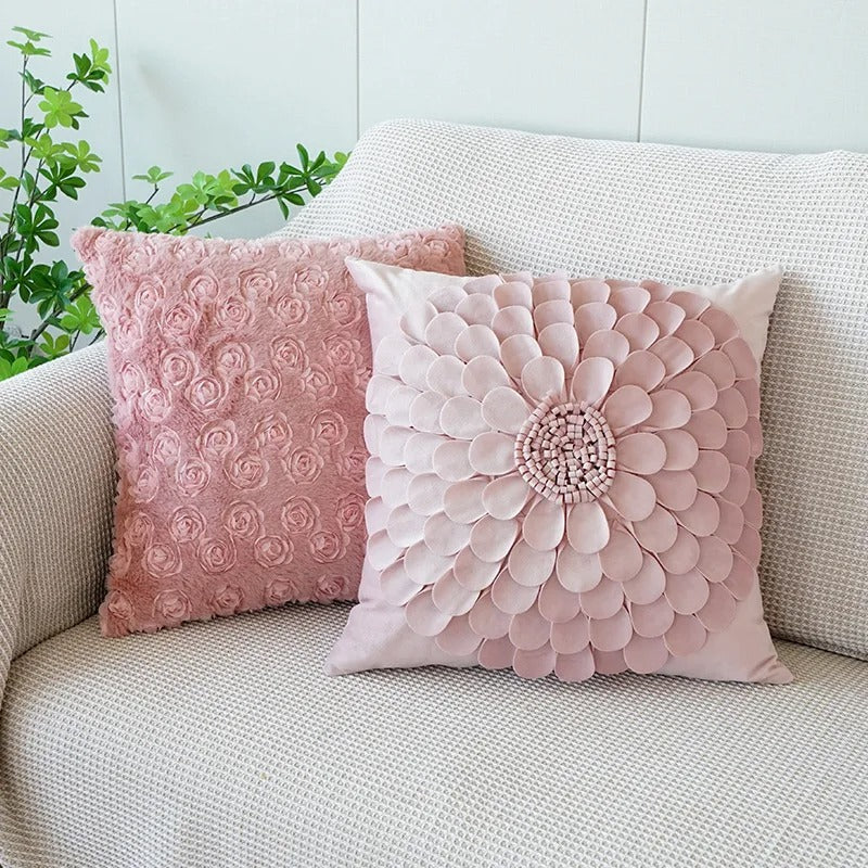 Rosa putetrekk med blomsterdesign – Dekorativt putetrekk for stue og barnerom | Skanto