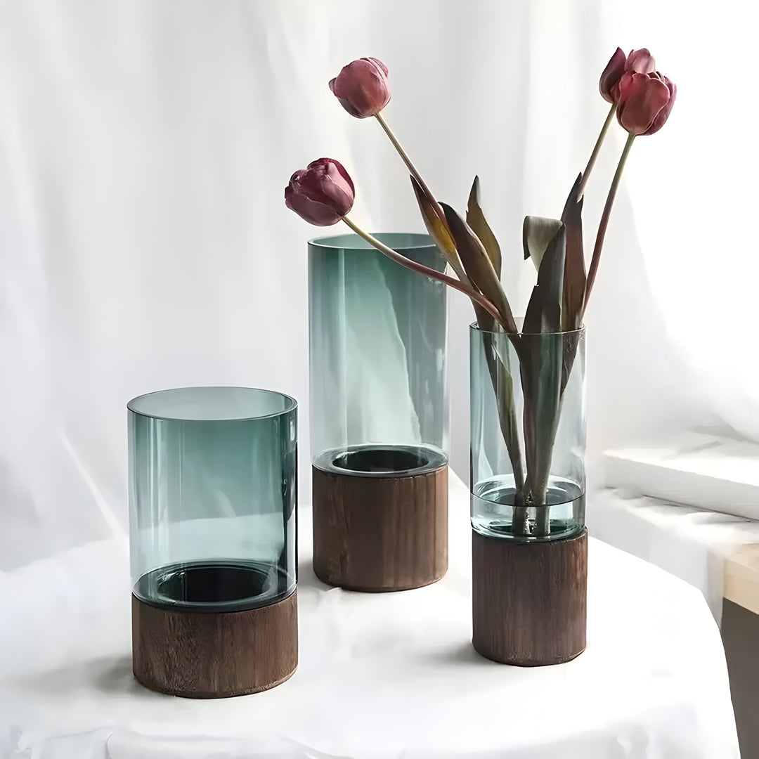 TranquilSkantooom Vase – Europeisk Hydroponics Tre og Glass Vase | Skanto