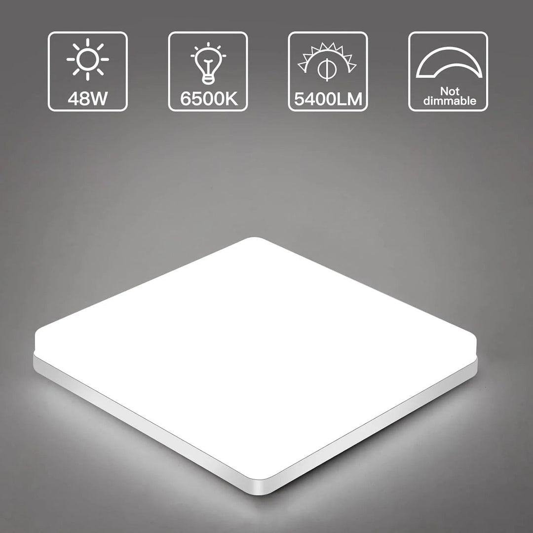 Firkantet LED Taklampe – Jevn, Behagelig Lys | Egnet for Stue & Bad | Skanto