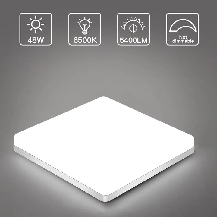 Firkantet LED Taklampe – Jevn, Behagelig Lys | Egnet for Stue & Bad | Skanto