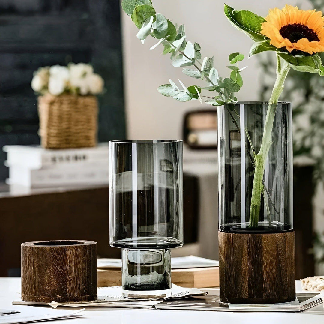 HydroGlass Vase – europeisk vase laget av tre og gjennomsiktig glass