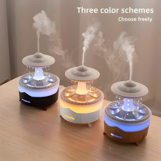 Skanto | Sopphumidifier med Regnbyge Lampe Aromaterapi - Fargerik Regndråpe Lys Eterisk Olje Diffuser