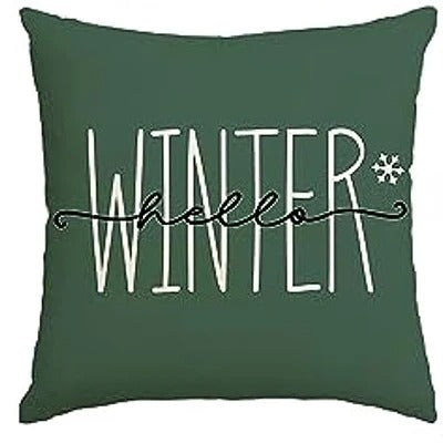 Skanto | MerryCushion – Grønn putetrekk med festlig juleskrift 45x45 cm