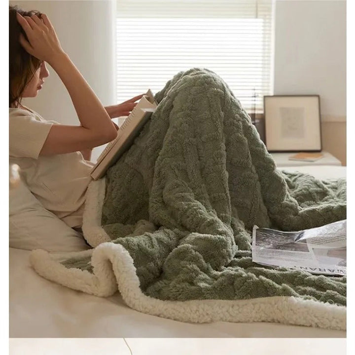 Skanto | Tykk lammeull vinter fleece teppe - LuxyCozy