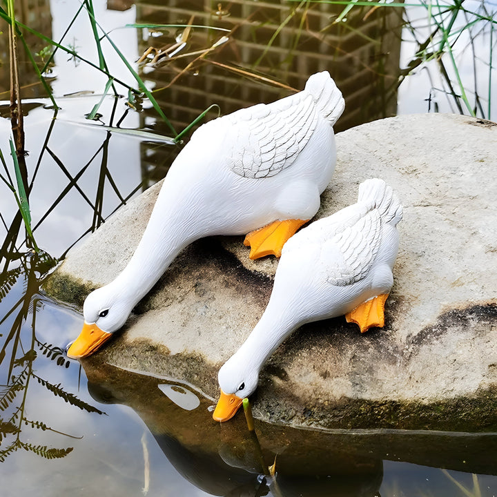 PuddlePals-skulptur – and- og gåsefigur i landlig stil