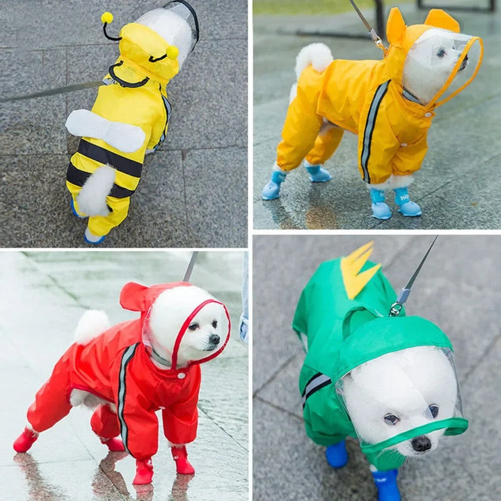 Skanto | Sjarmerende Bamse-tema Helkropp Hunderegntrekk med Reflekterende Sikkerhetsfunksjoner