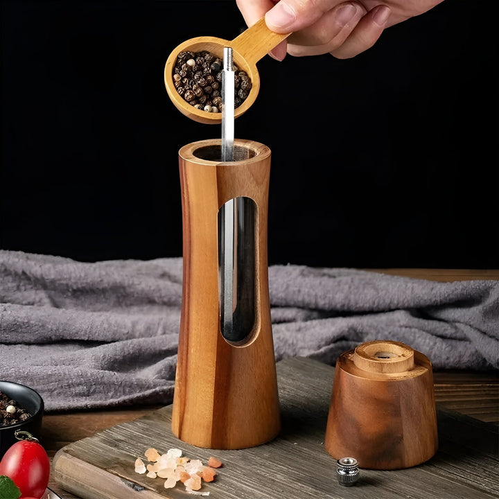 Skanto | SpiceCraft Manuell Salt- og Pepperkvernsett – Tre design med akrylvindu Justerbare malingsnivåer