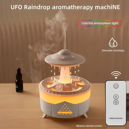 Skanto | Sopphumidifier med Regnbyge Lampe Aromaterapi - Fargerik Regndråpe Lys Eterisk Olje Diffuser