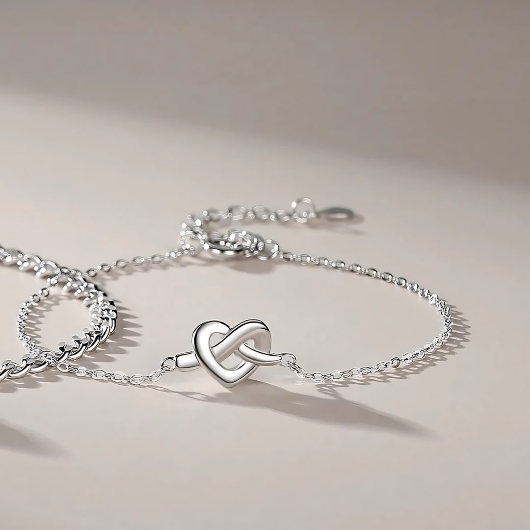 Skanto | S925 Dainty Hjerte Knute Kjærlighet Armbånd