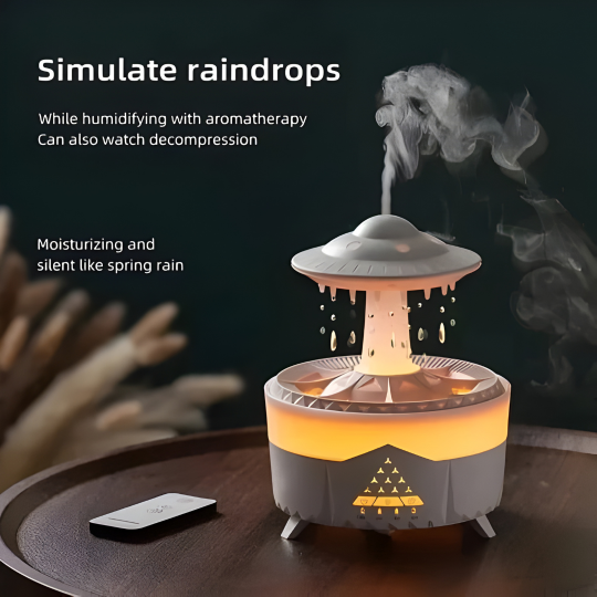 Skanto | Sopphumidifier med Regnbyge Lampe Aromaterapi - Fargerik Regndråpe Lys Eterisk Olje Diffuser