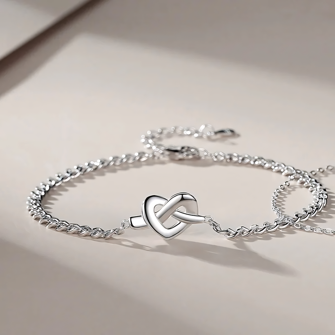 Skanto | S925 Dainty Hjerte Knute Kjærlighet Armbånd