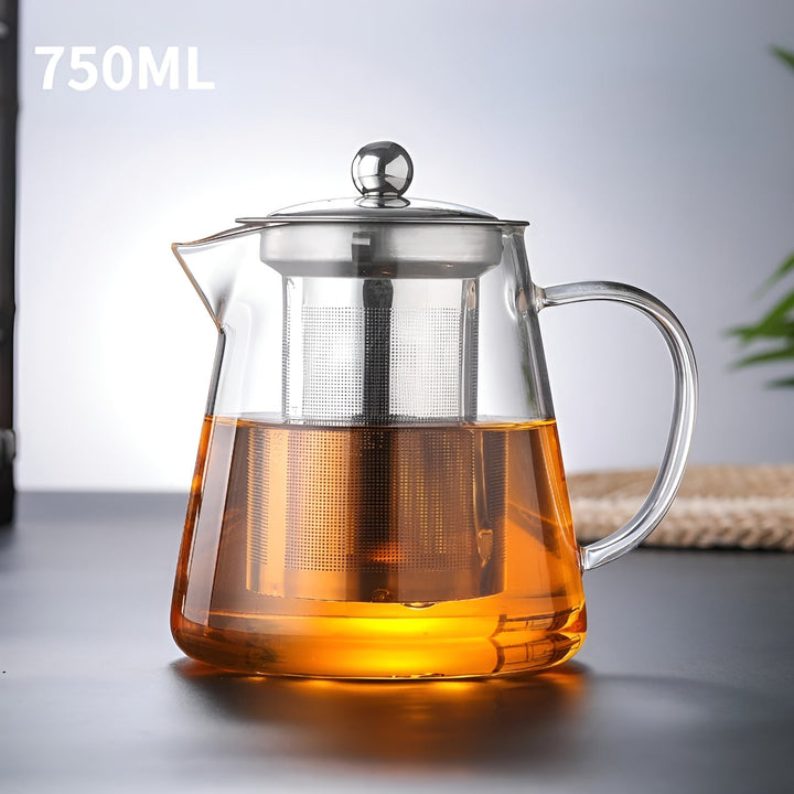 Varmebestandig tesett laget av borosilikatglass – med filter | Ideelt for å tilberede blomsterte