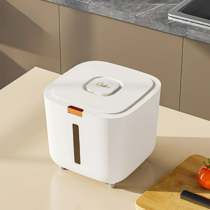 StockClick – Lufttett dispenserboks med målebeger for ris og korn (5 eller 10 kg) | Skanto