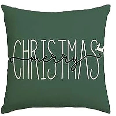Skanto | MerryCushion – Grønn putetrekk med festlig juleskrift 45x45 cm