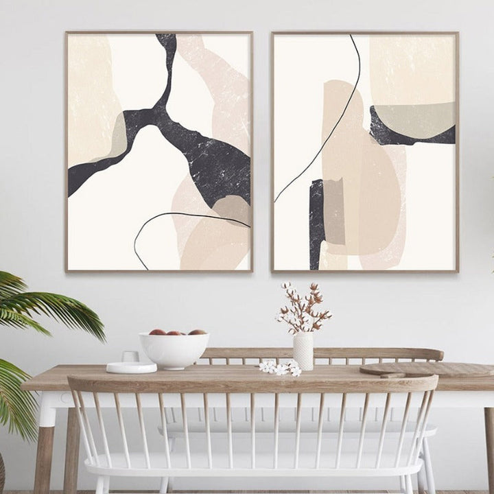 Abstrakt beige marmor geometriske former - lerret veggkunsttrykk | Skanto