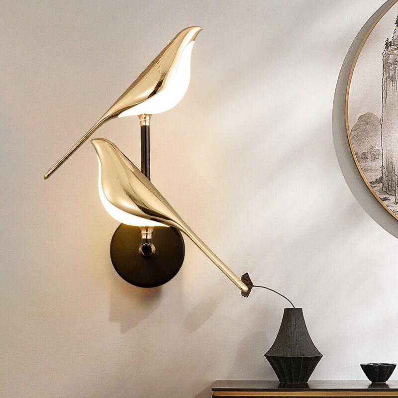 VogelLicht – Unik, kunstnerisk vegglampe i fugleform, LED-belysning for moderne interiører