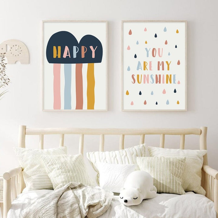 Happy Color You Are My Sunshine Barnerom - Lerret Veggkunst Trykk