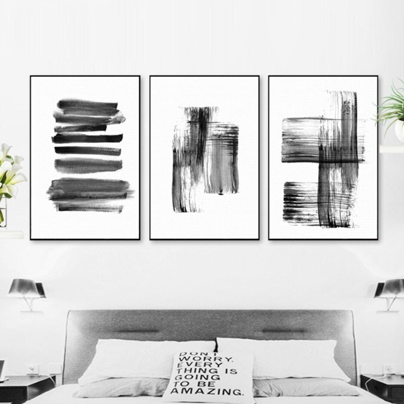 Abstracte Tintenbørstestrøk - Lærret Veggkunsttrykk | Skanto