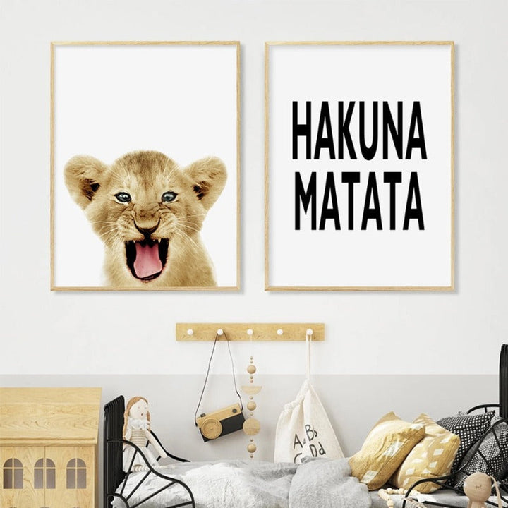 Svart & Hvit Afrikansk Løve - Lærret Veggkunst Trykk | Skanto