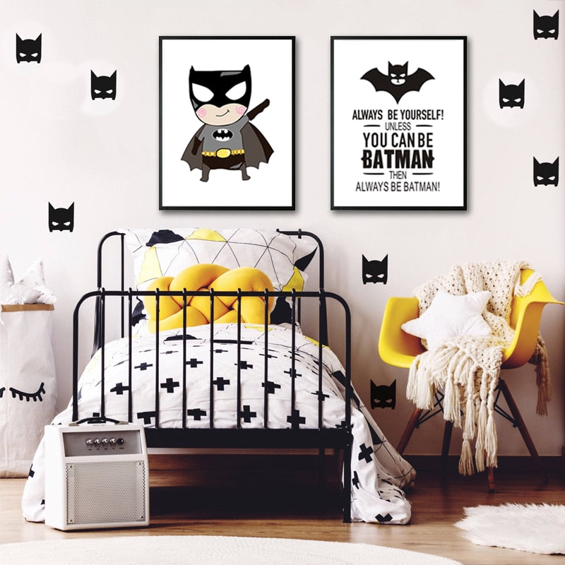 Klassisk Cartoon Batman Barne-Canvas-Veggkunst-Utskrift | Skanto