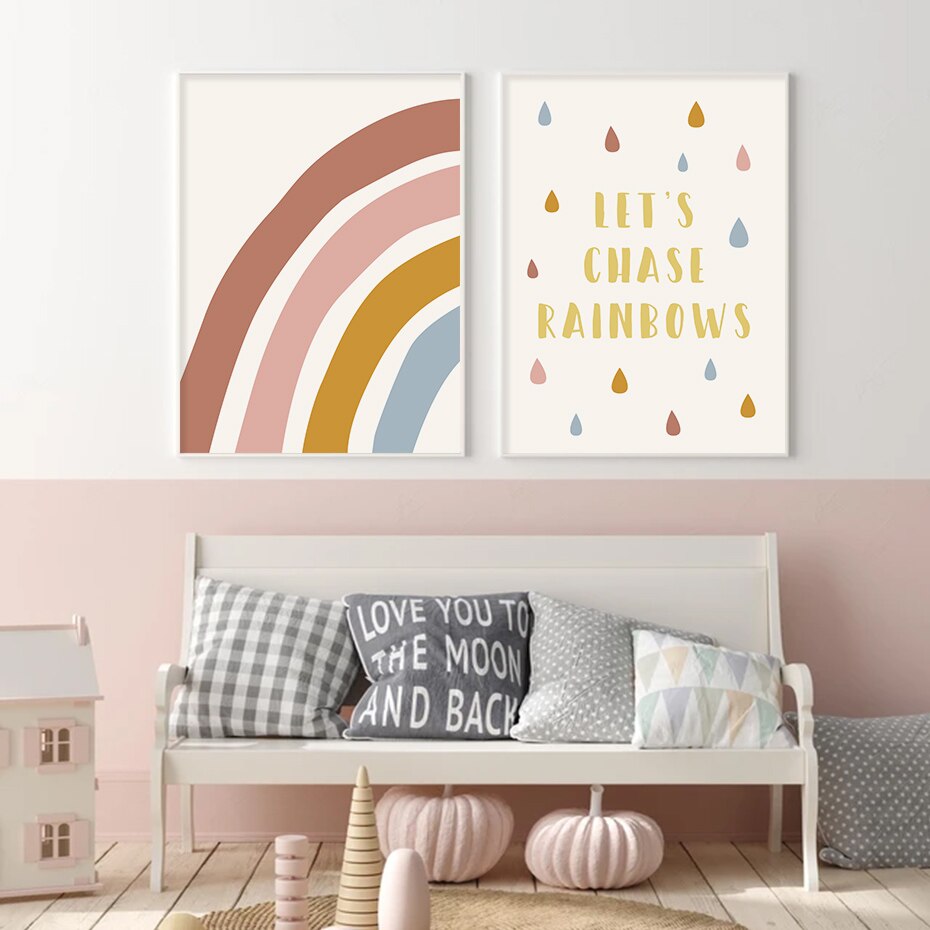 Let's Chase Rainbows Kids - Lerret Veggkunst Utgave