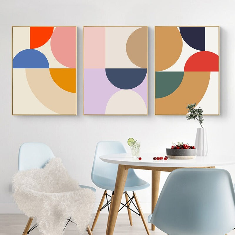 Modern abstrakt geometrisk fargeblokk – lerrettrykk