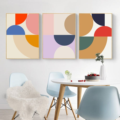 Modern abstrakt geometrisk fargeblokk – lerrettrykk