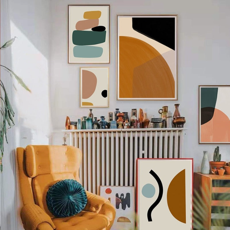 Boho Moderne Abstrakt Geometrisk Grafisk Tekstur - Lerret Veggkunst Trykk | Skanto