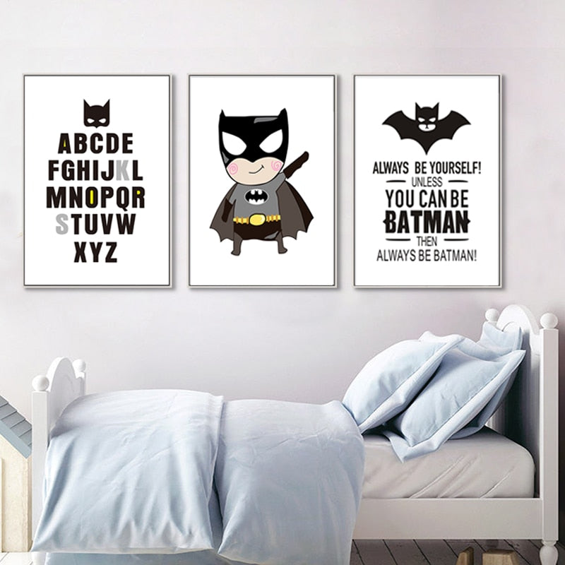 Klassisk Cartoon Batman Barne-Canvas-Veggkunst-Utskrift | Skanto