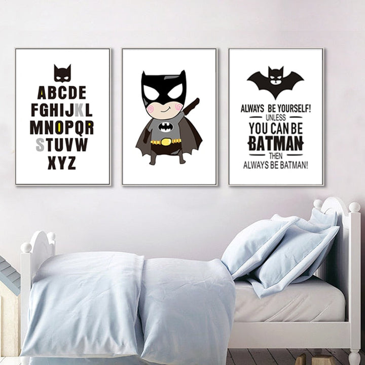Klassisk Cartoon Batman Barne-Canvas-Veggkunst-Utskrift | Skanto