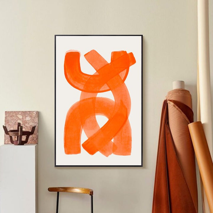 Abstrakte oransje penselstrøk - lerret veggkunst trykk | Skanto